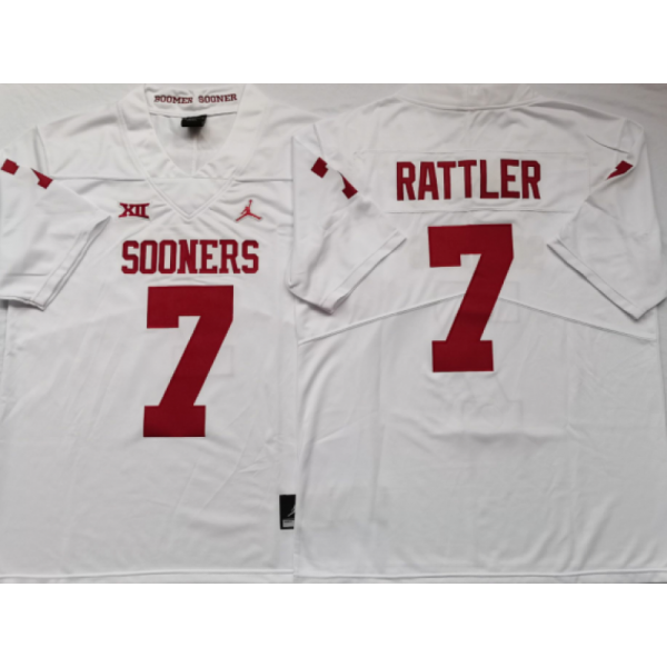 NCAA Oklahoma Sooners #7 Spencer Rattler White College Football Jersey