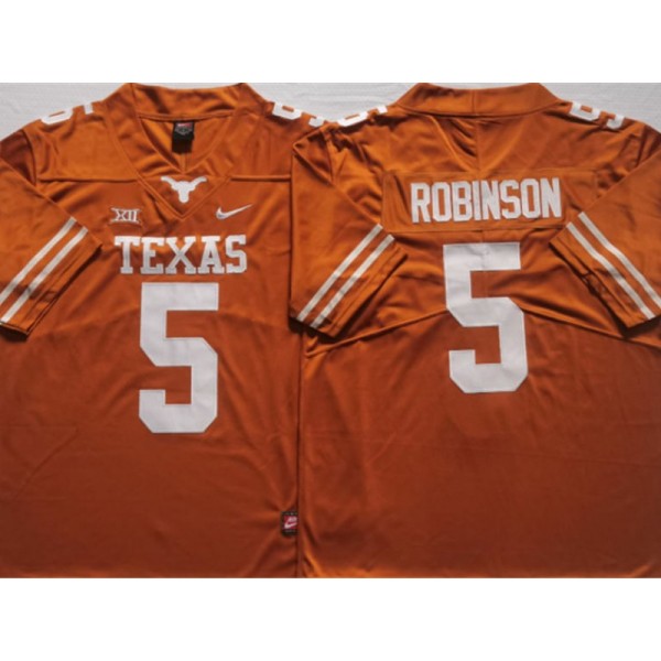 NCAA Texas Longhorns #5 Bijan Robinson Orange College Football Jersey