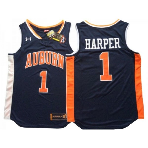 Auburn Tigers #1 Jared Harper Navy Basketball Jersey - Custom