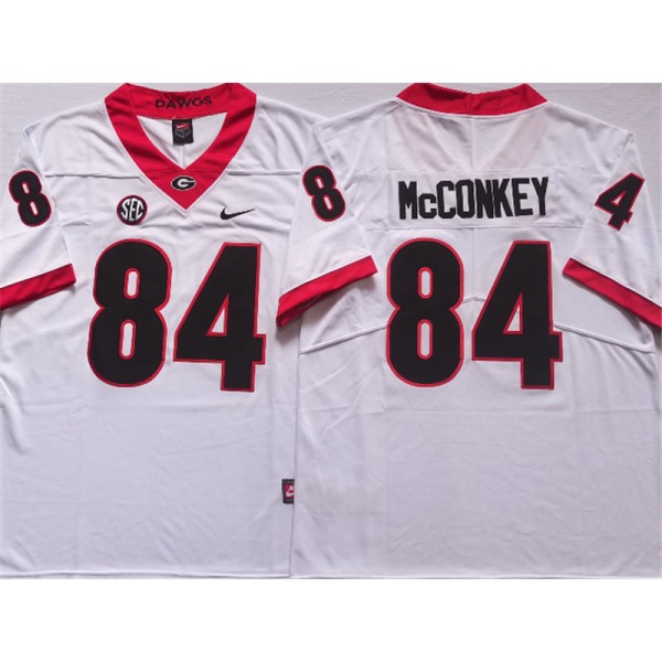 NCAA Georgia Bulldogs #84 Ladd McConkey White College Football Jersey