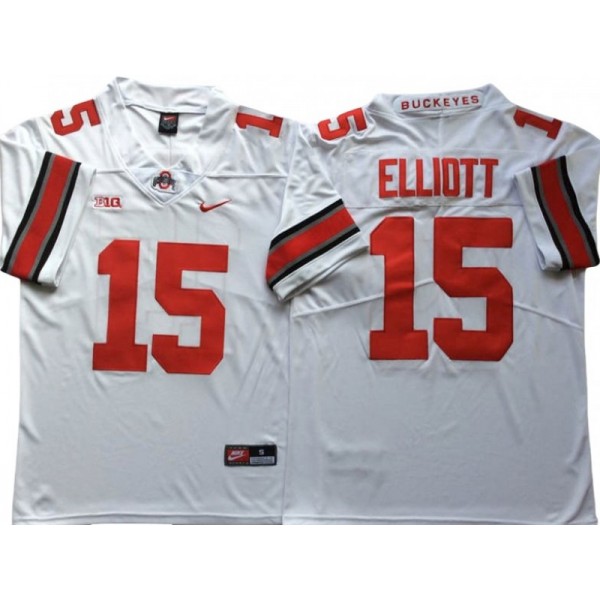 NCAA Ohio State Buckeyes #15 Ezekiel Elliott White College Football Jersey