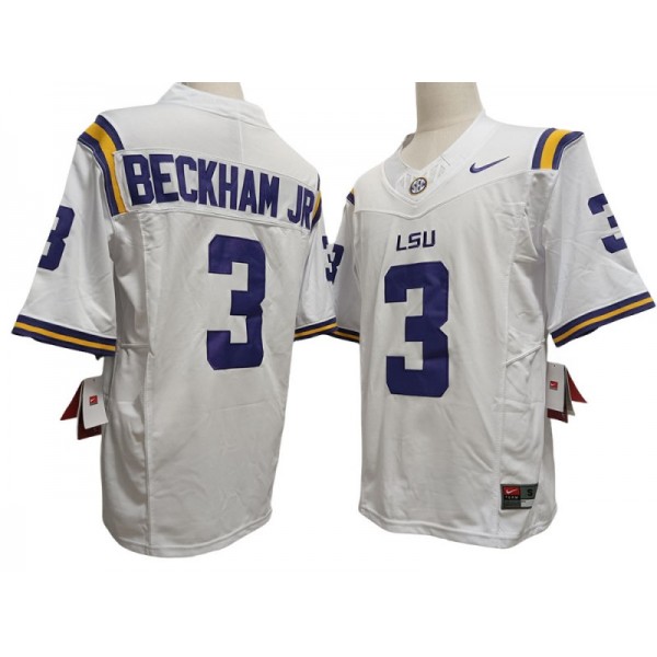 NCAA LSU Tigers #3 Odell Beckham Jr. White Vapor F.U.S.E. Limited Jersey