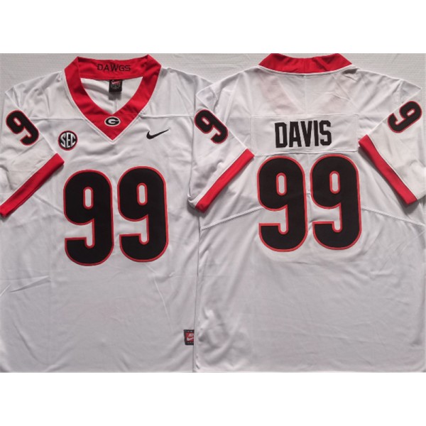 NCAA Georgia Bulldogs #99 Jordan Davis White College Football Jersey