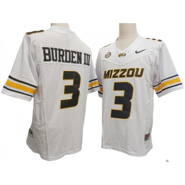 NCAA Missouri Tigers #3 Luther Burden III White College Football F.U.S.E. Limited Jersey