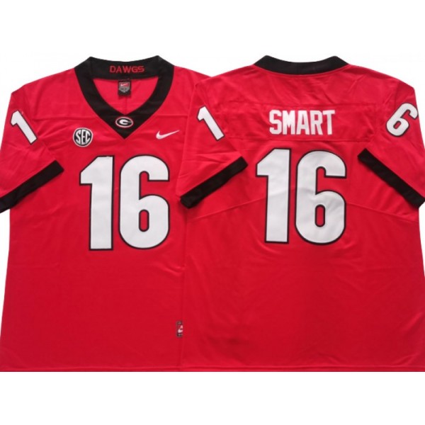 NCAA Georgia Bulldogs #16 Kirby Smart Red College Football Jersey