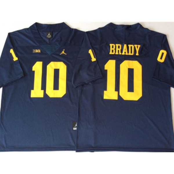 NCAA Michigan Wolverines #10 Tom Brady Navy College Football Jersey