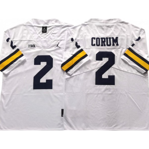 NCAA Michigan Wolverines #2 Blake Corum White College Jersey