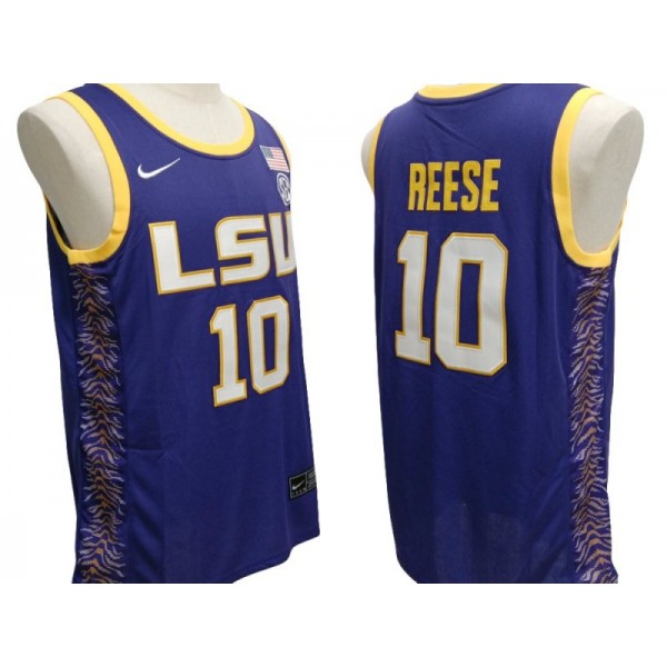 LSU Tigers #10 Angel Reese Purple Basketball Jersey