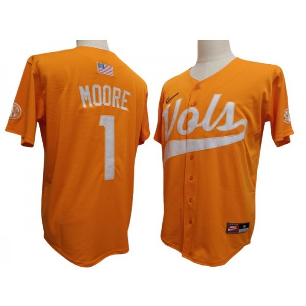 Tennessee Volunteers #1 Christian Moore Orange Baseball Jersey