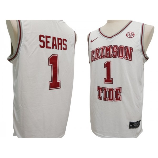 Alabama Crimson Tide #1 Mark Sears White Basketball Jersey