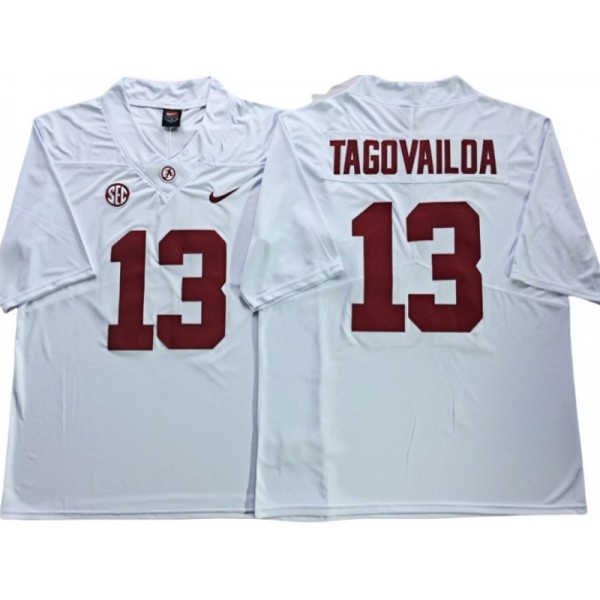 Alabama Crimson Tide #13 Tua Tagovailoa White Football Jersey