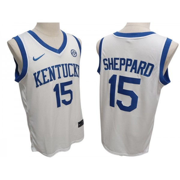 NCAA Kentucky Wildcats #15 Reed Sheppard White College Basketball Jersey