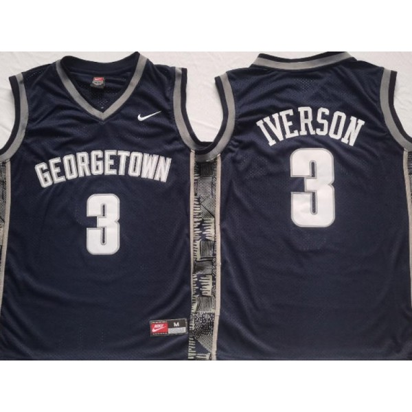 NCAA Georgetown Hoyas #3 Allen Iverson Navy College Basketball Jersey