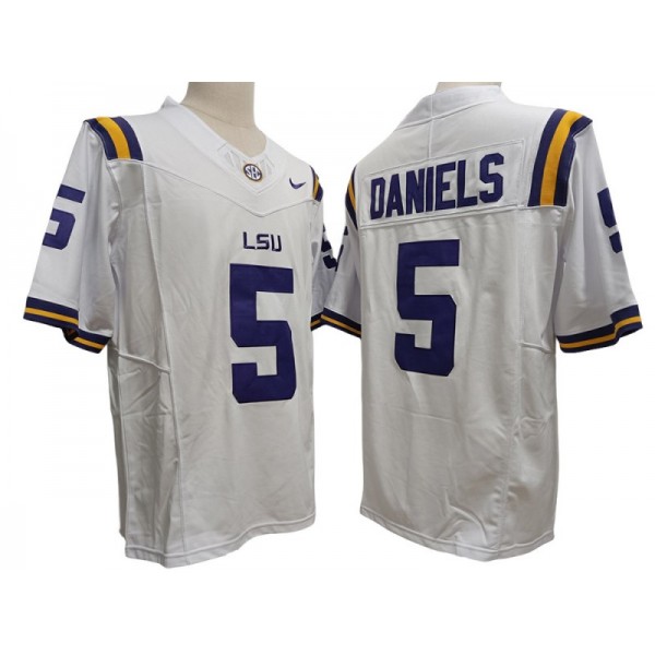 NCAA LSU Tigers #5 Jayden Daniels White Vapor F.U.S.E. Limited Jersey