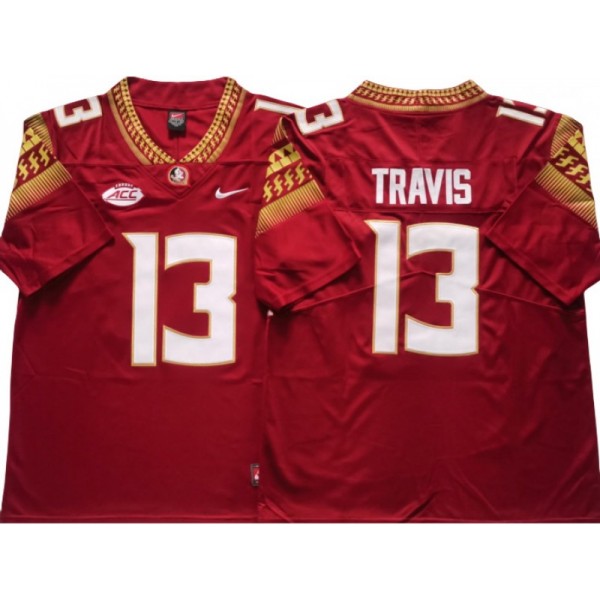 Florida State Seminoles #13 Jordan Travis Red College Football Jersey