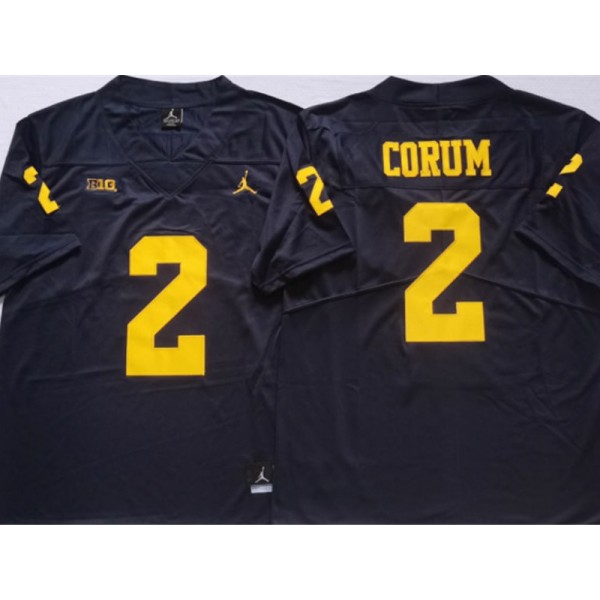 NCAA Michigan Wolverines #2 Blake Corum Navy College Jersey