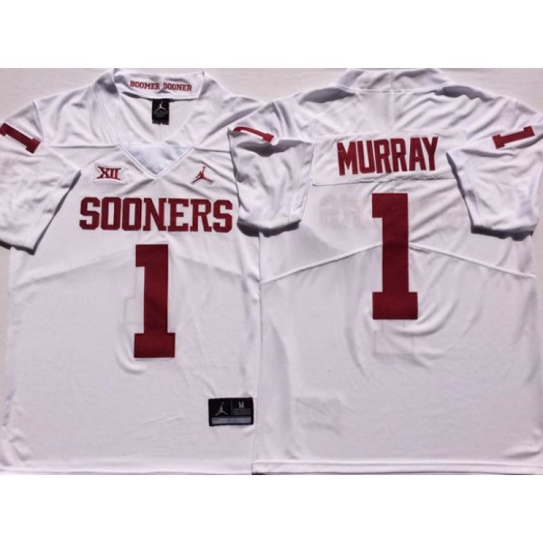 NCAA Oklahoma Sooners #1 Kyler Murray White College Football Jersey