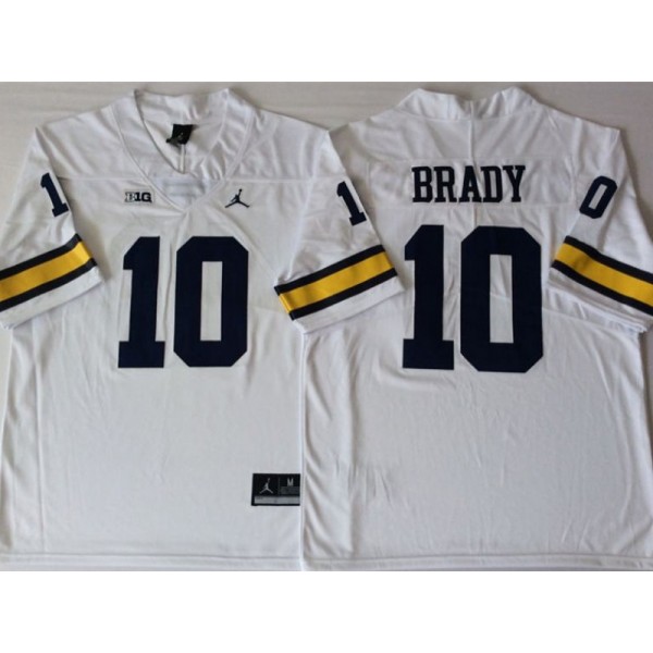 NCAA Michigan Wolverines #10 Tom Brady White College Football Jersey