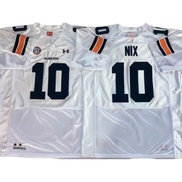 NCAA Auburn Tigers #10 Bo Nix White College Football Jersey