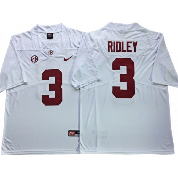 Alabama Crimson Tide #3 Calvin Ridley White Football Jersey