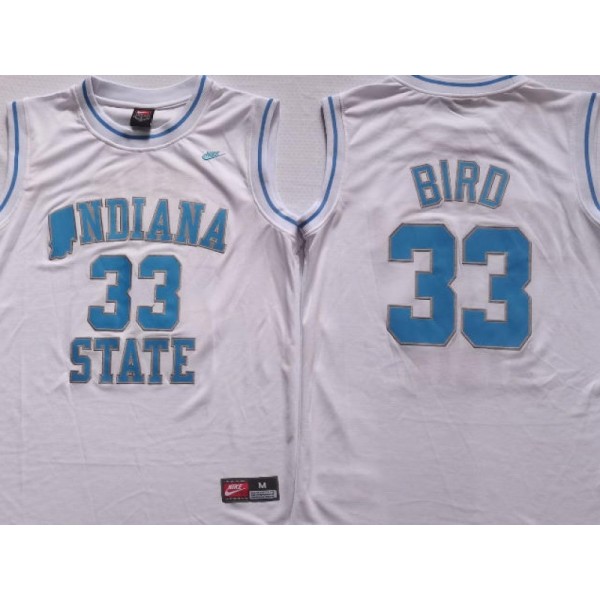 NCAA Indiana State Sycamores #33 Larry Bird White College Basketball Jersey