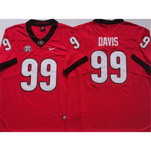 NCAA Georgia Bulldogs #99 Jordan Davis Red College Football Jersey