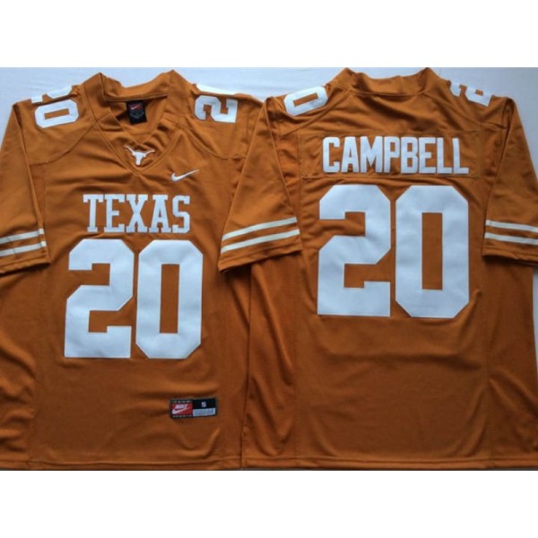 NCAA Texas Longhorns #20 Earl Campbell Orange College Football Jersey