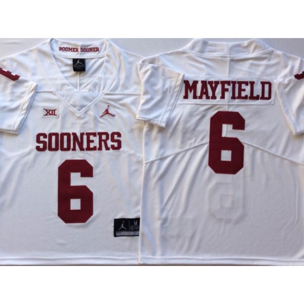 NCAA Oklahoma Sooners #6 Baker Mayfield White College Football Jersey