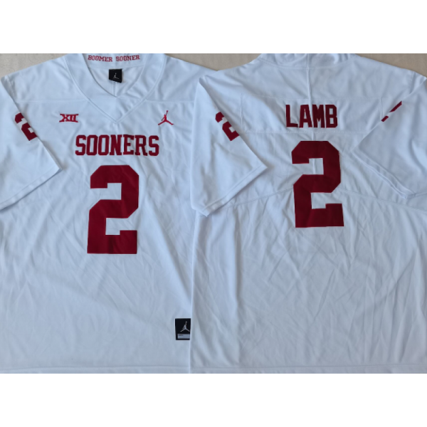 NCAA Oklahoma Sooners #2 CeeDee Lamb White College Football Jersey