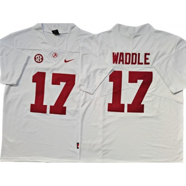 Alabama Crimson Tide #17 Jaylen Waddle White Football Jersey