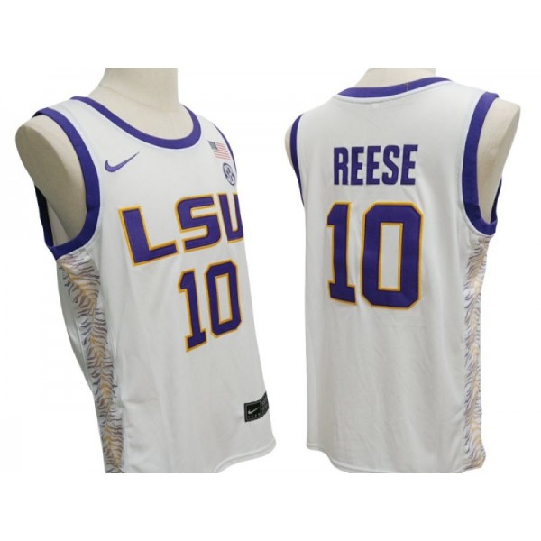 LSU Tigers #10 Angel Reese White Basketball Jersey