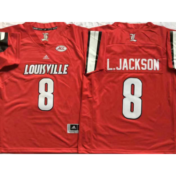 NCAA Louisville Cardinals #8 Lamar Jackson Red College Football Jersey