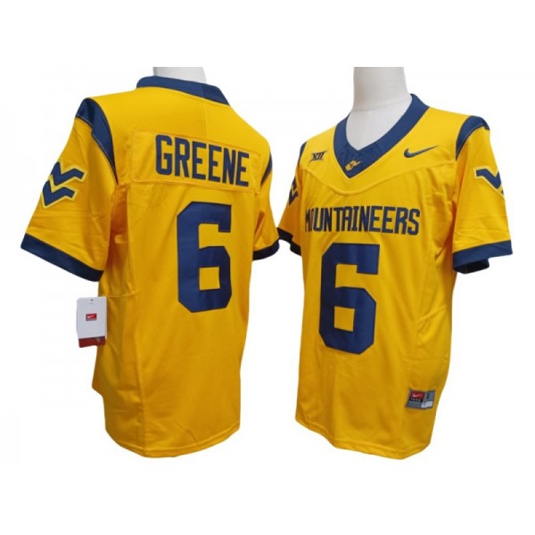 West Virginia Mountaineers #6 Garrett Greene Yellow College Football F.U.S.E. Limited Jersey