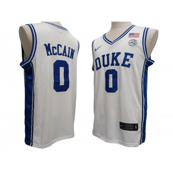 NCAA Duke Blue Devil #0 Jared McCain White College Basketball Jersey