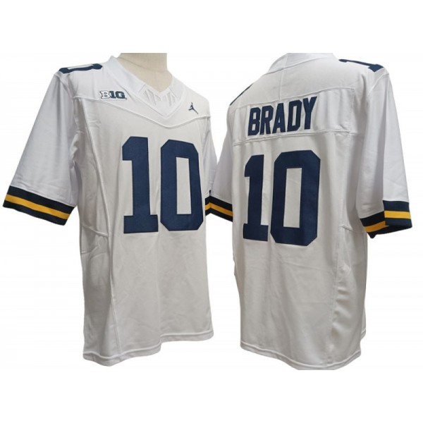 NCAA Michigan Wolverines #10 Tom Brady White College Football F.U.S.E. Limited Jersey