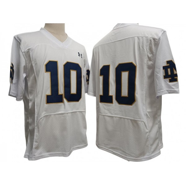 NCAA Notre Dame Fighting Irish #10 White College Football Jersey