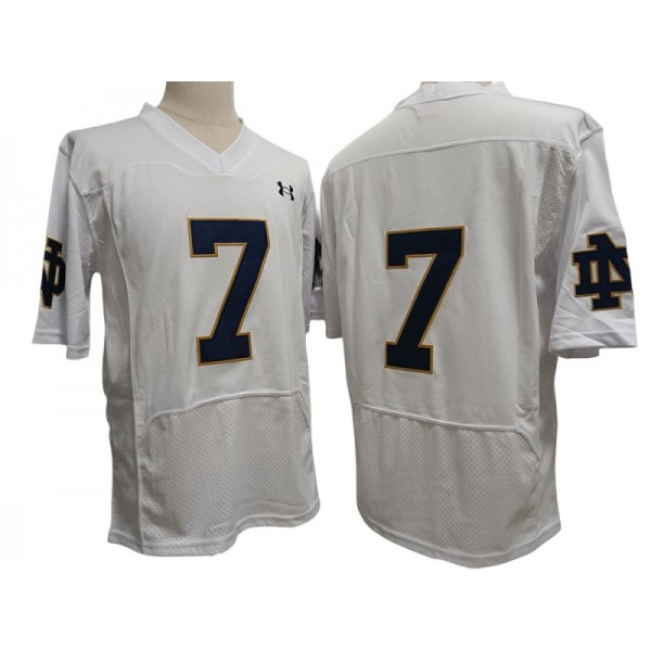 NCAA Notre Dame Fighting Irish #7 White College Football Jersey