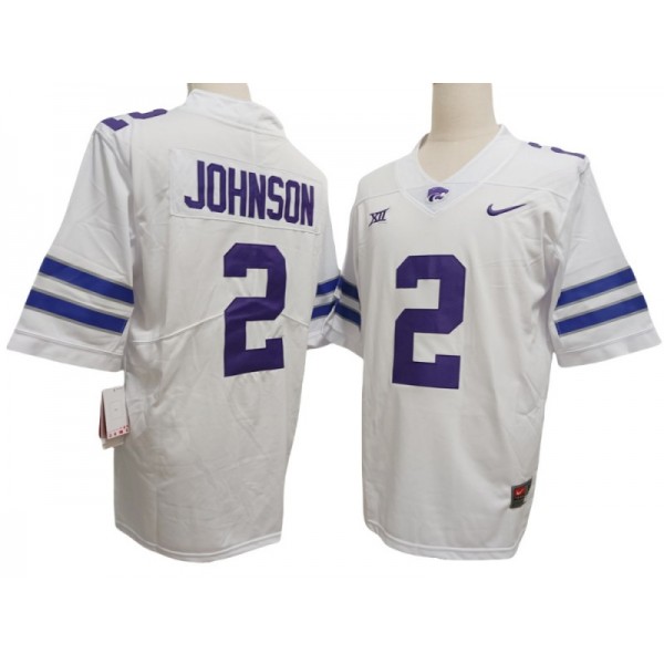 NCAA Kansas State Wildcats #2 Avery Johnson White College Football Jersey