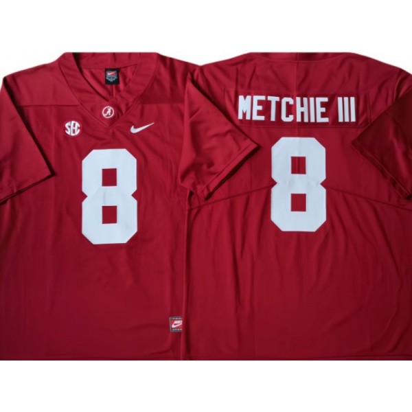 Alabama Crimson Tide #8 JOHN METCHIE III Red Football Jersey