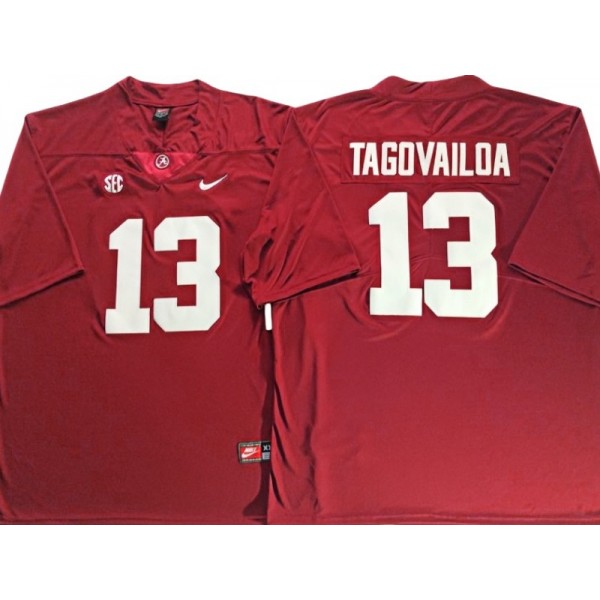 Alabama Crimson Tide #13 Tua Tagovailoa Red Football Jersey