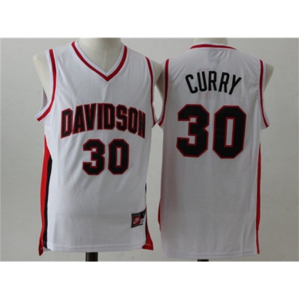 NCAA Davidson Wildcats #30 Stephen Curry White College Basketball Jersey