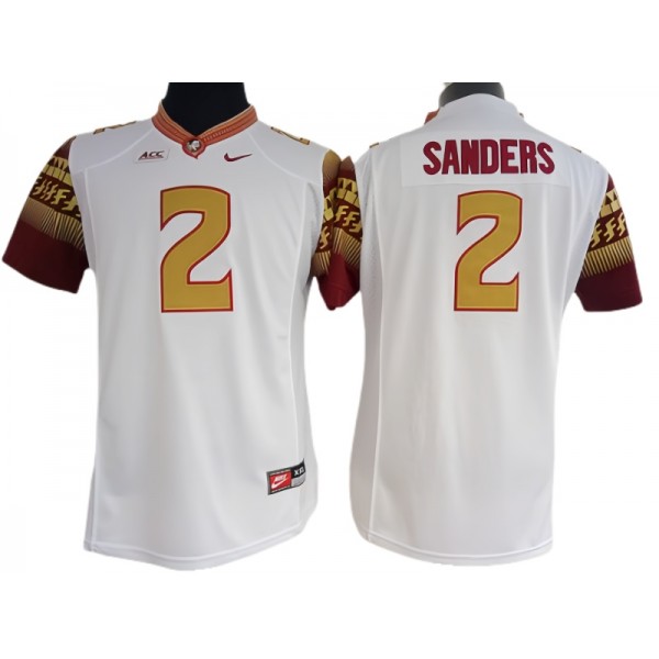 Florida State Seminoles #2 Deion Sanders White Football Jersey