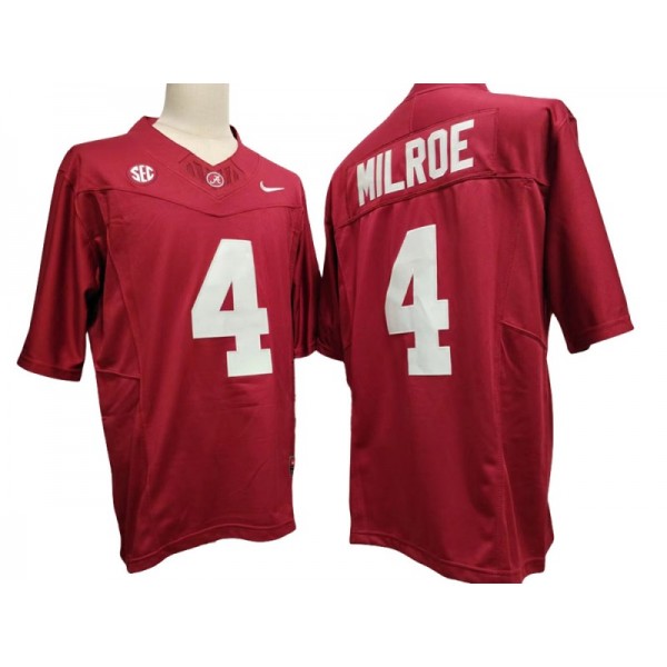 Alabama Crimson Tide #4 Jalen Milroe Red Vapor F.U.S.E. Limited Jersey