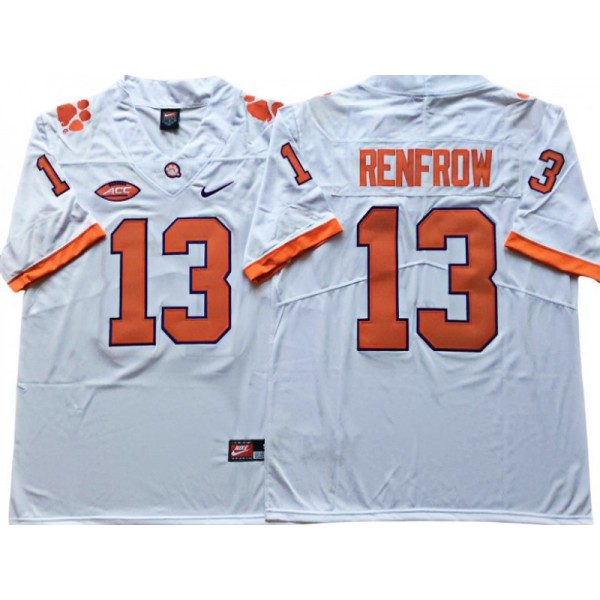 Clemson Tigers #13 Hunter Renfrow White College Football Jersey