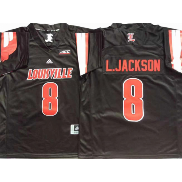 NCAA Louisville Cardinals #8 Lamar Jackson Black College Football Jersey