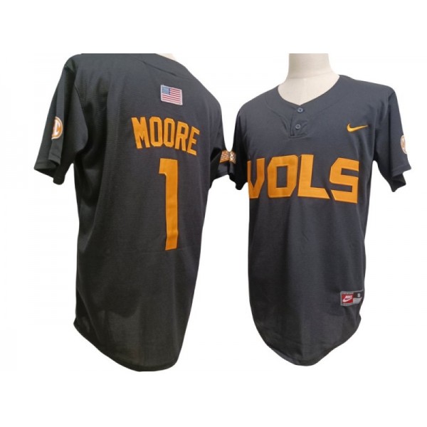 Tennessee Volunteers #1 Christian Moore Gray Baseball Jersey