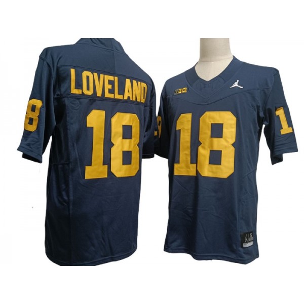 NCAA Michigan Wolverines #18 Colston Loveland Navy Vapor F.U.S.E. Limited Jersey