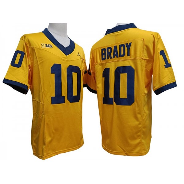 NCAA Michigan Wolverines #10 Tom Brady Yellow College Football F.U.S.E. Limited Jersey