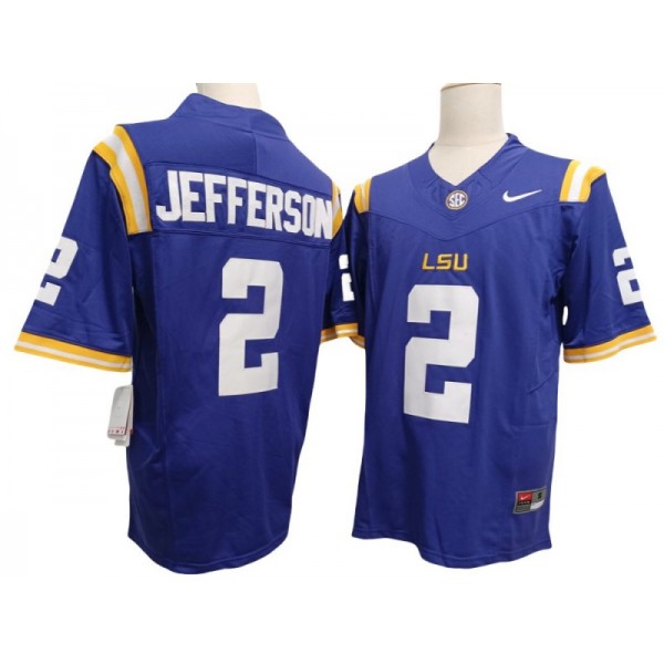 NCAA LSU Tigers #2 Justin Jefferson Purple Vapor F.U.S.E. Limited Jersey