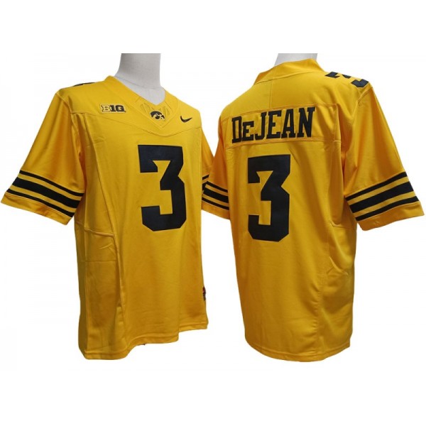 NCAA Iowa Hawkeyes #3 Cooper DeJean Yellow College Football Jersey